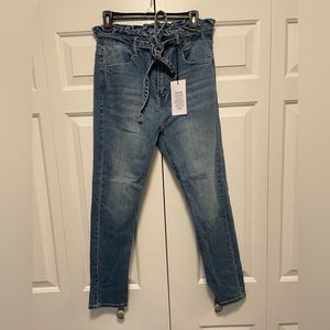 Tie Belt Skinny Denim Jeans